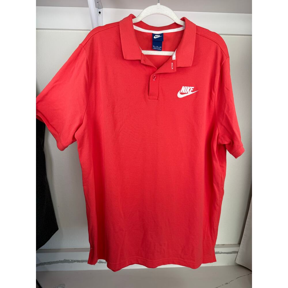 Nike Men's Classic 100% Cotton Polo Size 2XL XXL Coral‎ Pink Bright Collar Shirt